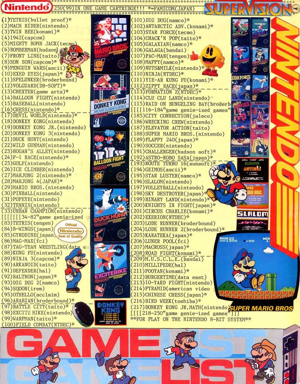 500 in 1 nes game list